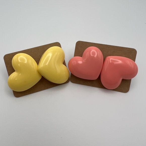 Pastel Color Heart Stud Earrings - Kawaii Cute Heart Earrings Set - Picture 11 of 16